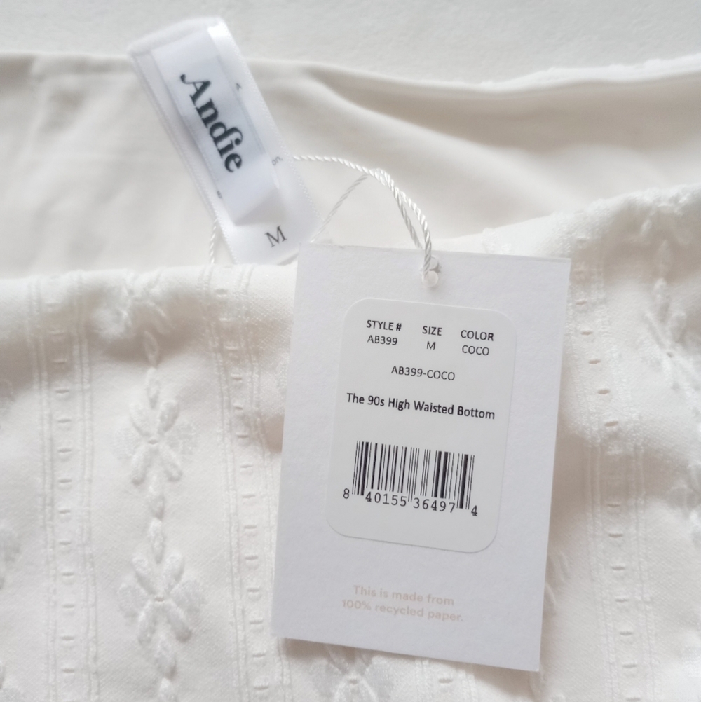 Andie▪️90s Eyelit High Waisted Swimsuit Bottom in Coconut - Picture 4 of 7